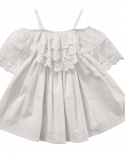 3 To 7 Years Lovely Little Girls Lace Tulle Dress Beach Princess Dresses Baby Girl Clothes Wedding Mini Tutu White Dress