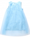פיה חמודה תינוקת שמלת נסיכה שמיים כחולים חרוזים ללא שרוולים טול קיץ ילדות קטנות שמלת מסיבה שמלות מפוארות