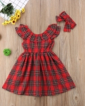 שמלת חג המולד בחורף לפעוטות תינוקות בנות שמלות מסיבה 1 6 שנים שרוולים ארוכים סלסולים אדום משובץ קו שמלת ילדים ילדה cl