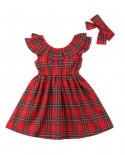 Winter Christmas Dress For Toddler Baby Girls Party Dresses 1 6y Long Sleeve Ruffles Red Plaid A Line Dress Kids Girl Cl