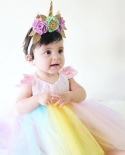 Cute Baby Girl Sequins Princess Party Dresse Kids Rainbow Bodysuit Cute Toddler Wedding Formal Tutu Dressesdresses