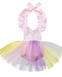 ילדה חמודה פאייטים נסיכה שמלת מסיבה לילדים בגד גוף קשת בענן חמוד פעוט חתונת שמלות טוטו רשמיות