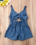 Summer Toddler Kids Baby Girl Jumpsuit Clothes Set Cotton Sleeveless Solid Color Straps Romper One Piece Outfit Clothing