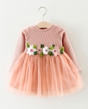 pudcoco חמוד חורף 1 יחידות שמלת תינוקות בנות סרוגה פרח מסיבת יום הולדת שמלת נשף תחרות נסיכה 3 מ 3 שנים 3 צבעים