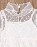 Toddler Infant Baby Girl Princess Dress Kids Floral Dot Wedding White Tulle Dresses Lace Tutu Dress Clothingdresses