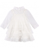 פעוט תינוק תינוקת שמלת נסיכה ילדים פרחוני נקודה חתונה שמלות טול לבנה תחרה שמלת טוטו ביגוד שמלות