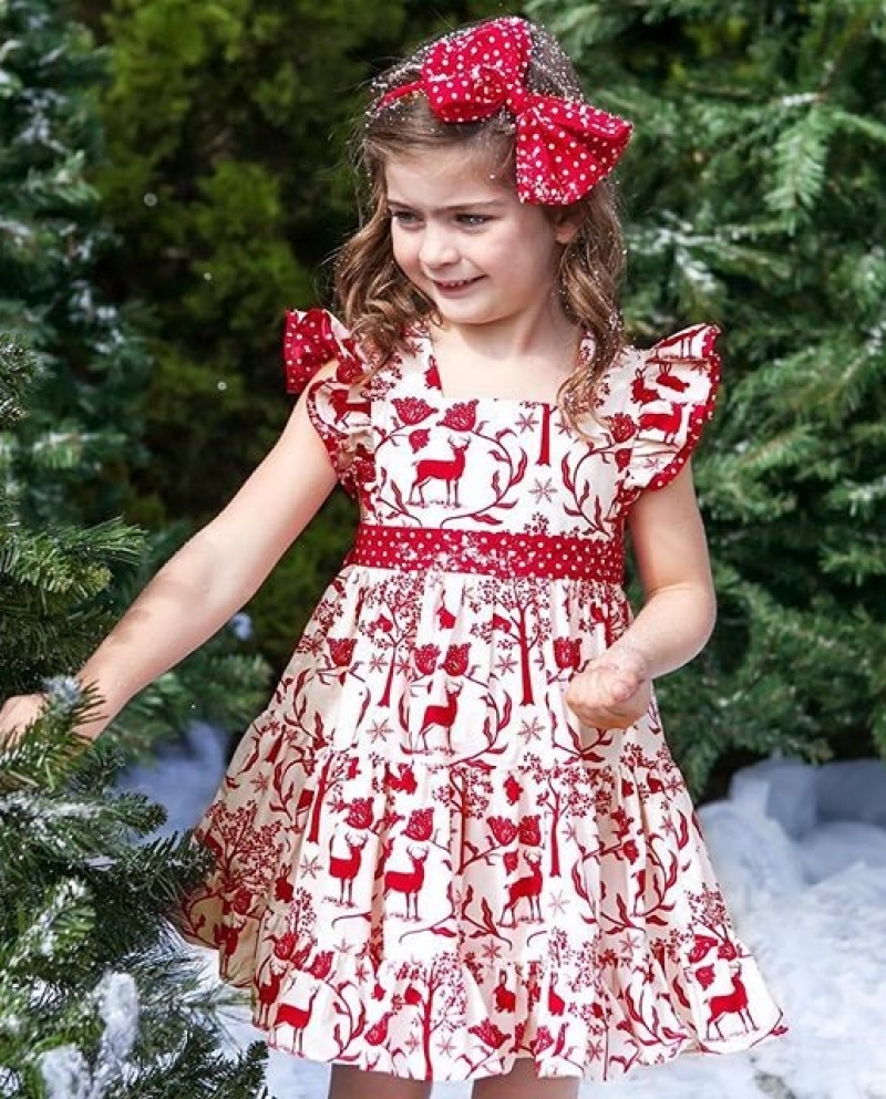 שמלת ילדה נסיכת חג המולד שמלות ילדים לילדות צבאים מסיבת תחרות קשת קשת שמלות שמלות רשמיות