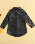 2 7y Kids Pu Leather Dress Coat Autumn Winter Baby Girls Clothes Long Sleeve Lapel Single Breasted Long Jacket Outerwear