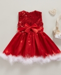 פאייטים לחג המולד קשת גדולה שמלת תינוקת שמלת יום הולדת שמלת כלה לילדה נסיכות שמלות ערב לילדים שמלות בגדים