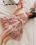 אופנה פרח ילדות קטנות שמלת נסיכה ילדים תחרות מסיבת ילדים שושבינה חתונת טוטו שמלת נשף קשת שמלות לבנות