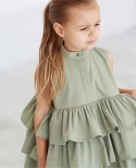קיץ חמודה שחורה ירוקה שמלת נשף בנות שמלות ילדה ילדה שמלת מסיבה ללא שרוולים עוגת צווארון מסולסל שמלת בועות טוטו 26