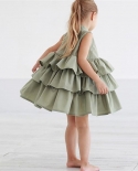 Summer Cute Black Green Ball Gown Girls Dresses Kid Girl Party Dress Sleeveless O Neck Cake Ruffled Tutu Bubble Dress 26