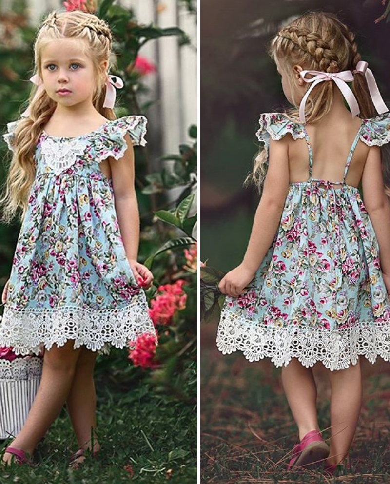 שמלת תחרה פרח חדשה נסיכה ילדים תינוקות בנות שמלה ללא שרוולים פרחונית טול מסיבת שמלת כלה ילדים קיץ סנדר