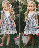 שמלת תחרה פרח חדשה נסיכה ילדים תינוקות בנות שמלה ללא שרוולים פרחונית טול מסיבת שמלת כלה ילדים קיץ סנדר