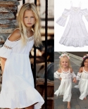 שנתיים עד 6 שנים בנות קטנות וחמודות שמלת קיץ לבנה לילדים שמלת תחרה נסיכת וינטג שמלת תחרות מסיבת חתונה שמלות בנות