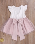 Princess Girl Dress Ruffles Sleeve Solid Pearl Lace Patchwork Back Bowknot Tutu Dress Pageant Wedding Ball Gown Party Dr