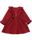 Spring Autumn Baby Girl Dress Ruffle Long Sleeve Cotton Linen Party Casual Dresses 1 6 Years Toddler Kids Clothesdresses