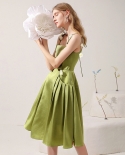 Suspender Skirt Summer Niche Design Camellia Lace Waist Pocket Olive Green Dress
