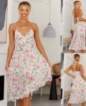 Womens New Fashion V-neck Vacation Style Slip Dress