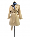 Classic A-line Mid-length Double-breasted Slim Fit Fashion Womens Trench Coat