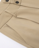 Diseñador Caqui Esquema Pantalones casuales Pantalones de pierna ancha para mujer delgados
