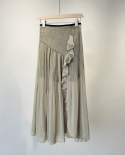 Falda culotte con corte plisado de longitud media de cintura alta triturada de hermoso color