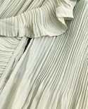 Beautiful Color Shredded High Waist Mid Length Pleated Trim Slit Culottes Skirt