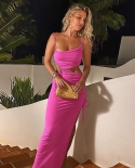 Womens Solid Color Silk Shriveled One Shoulder Cutout Irregular One-step Dress