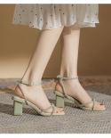 Cross-strap Rhinestone Sandals Womens Thick Heel Summer New French Word Buckle High Heels