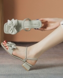 New Female Fashion Leisure Thick Heel Two Wear One Word With Square Toe High Heel Sandals