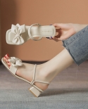 New Female Fashion Leisure Thick Heel Two Wear One Word With Square Toe High Heel Sandals