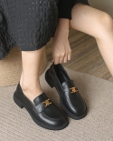 su yinyin באותו סגנון נעלי מתכת קטנות לנשים 2022 נעלי אצבע עגולה חדשה רטרו נעלי יחיד תחתית עבה בסגנון בריטי קטן