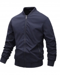 Mens Solid Color Thin Cotton Outdoor Casual Zip Baseball Jacket