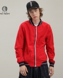 Mens Long Sleeve Pure Cotton Round Neck Solid Color Zipper Bomber Jacket