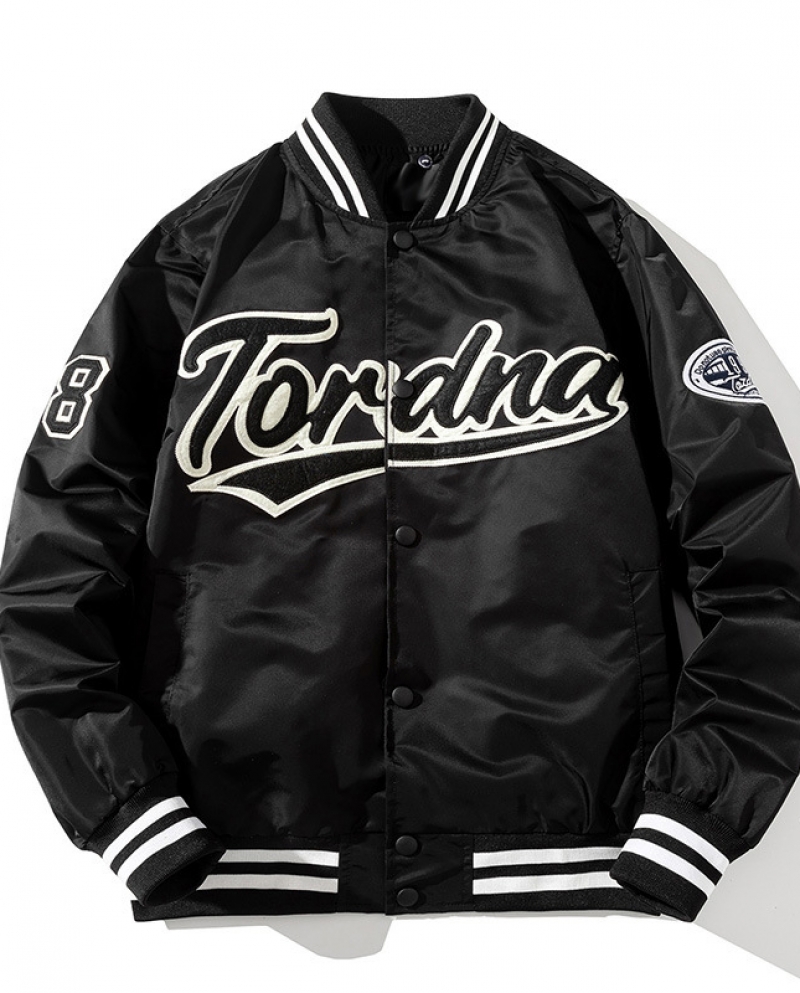 Mens Hooded Embroidered Hip-hop Fashion Baseball Jacket