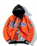Chaqueta de béisbol de moda hip-hop bordada con capucha para hombre