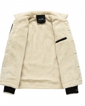 Mens Corduroy Fleece Fashion Casual Lapel Zip Jacket