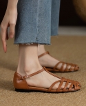 Retro Baotou Woven Sandals Womens Summer New Flat Bottom Roman Shoes