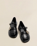 أحذية جلدية سميكة سوليد أحذية نسائية خريف جديدة ريترو ماري جين متعطل