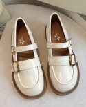 أحذية جلدية سميكة سوليد أحذية نسائية خريف جديدة ريترو ماري جين متعطل