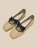 Flat Bottom Gentle Ballerina Shoes New Bow Square Toe Shallow Soft Bottom Mary Jane Shoes