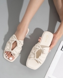 Women Shoes Fashion Bow Tie Pleated Hollow All-match Womens Sandals And Slippers
