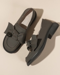 נעלי עור קטנות עם סוליה עבה של נשים אביב 2022 קשת חדשה בסגנון בריטי נעלי עור מרובע ראש נעלי רטרו יחיד