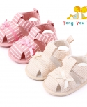 Sandales pour bébé Bow Chaussures pour tout-petits Chaussures de bébé à semelle souple antidérapantes à rayures