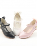 Zapatos de cuero de tacones altos para niñas Zapatos de princesa de boca poco profunda negros de moda