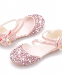 נעלי קריסטל יהלומים לוהטים אביב סנדלים ורודים חדשים לגן ילדים נעלי נסיכת ביצועים סטודנטית תחרה כפולה