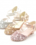 Zapatos de cuero de tacón alto para niñas Zapatos de cristal para niños Sandalias de medio paquete