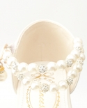 Nuevo Flash Diamond Pearl Girls Zapatos de princesa de tacón alto Zapatos de cuero