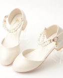 אביב וסתיו חדש פלאש יהלום פנינה בנות נעלי נסיכה עקבים גבוהים של תלמיד נעלי עור ביצועים לבנים