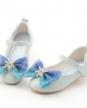 Zapatos de princesa para niñas Nuevos zapatos de cuero con cristales de copos de nieve de fondo suave con lazo para niños